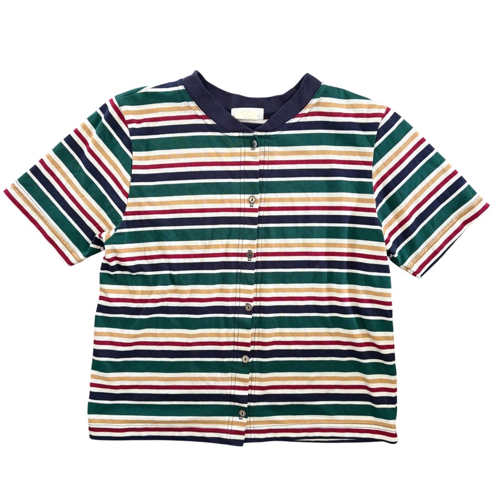 Vintage Season Ticket Striped Button Down Short Sleeve Tee Women's Size Small - Picture 2 of 6